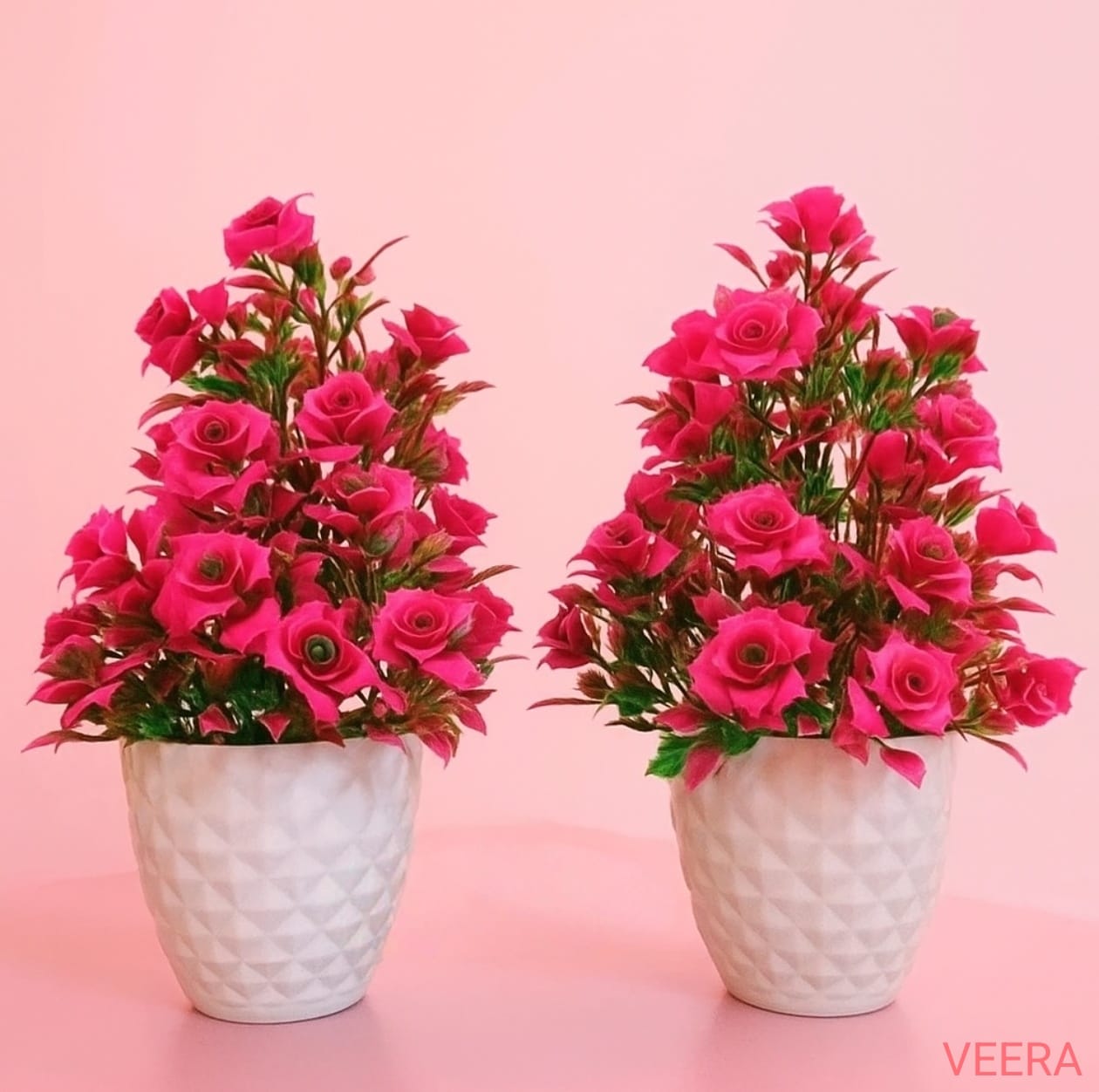 Artificial Rose Flower Pot (2 Set)